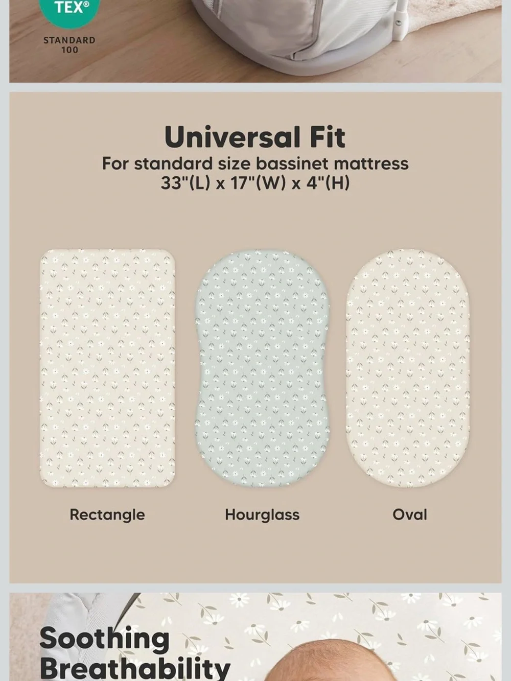 Organic Daisy Bassinet Fitted Sheets - Sage Green & Soft Cream (2-Pack)
